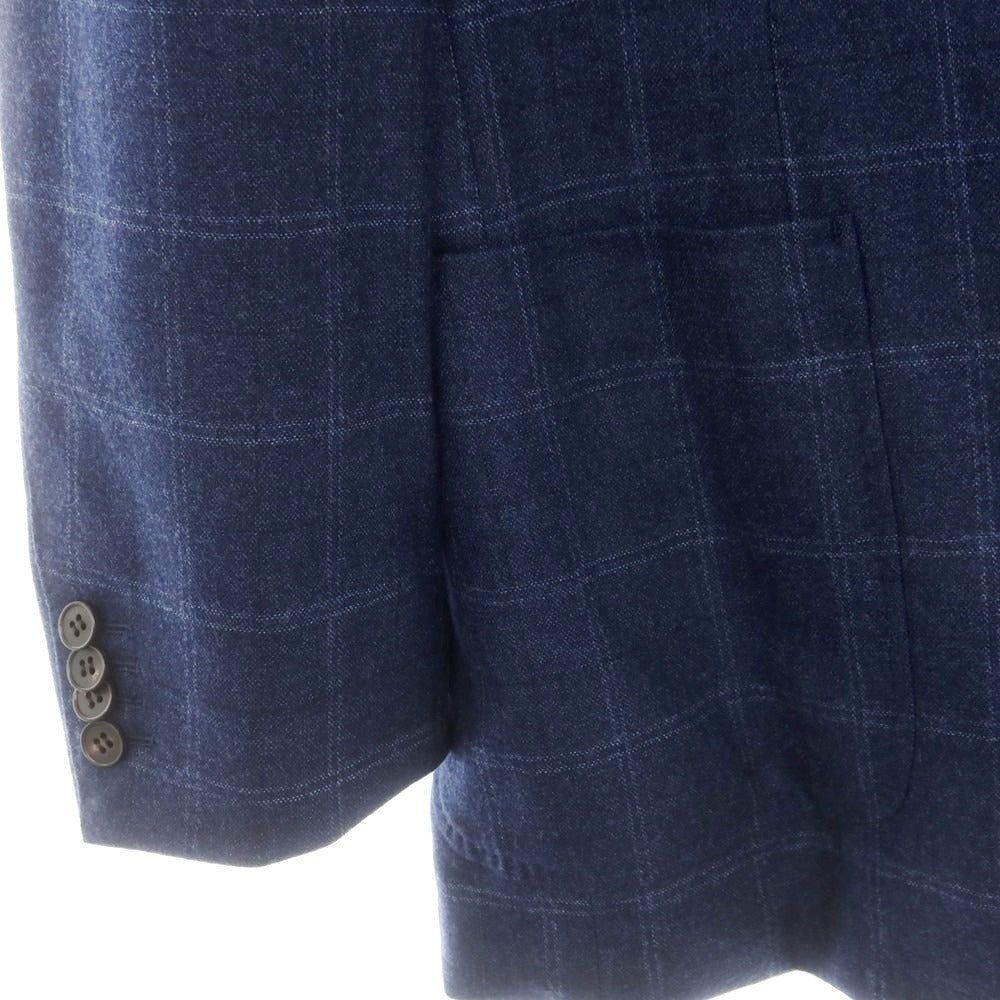 【中古】ブルーエグリージオ Blu e Grigio ウール チェック テーラードジャケット ライトネイビーxブルー【 50 】【 状態ランクC 】【 メンズ 】