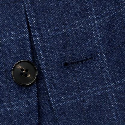 【中古】ブルーエグリージオ Blu e Grigio ウール チェック テーラードジャケット ライトネイビーxブルー【 50 】【 状態ランクC 】【 メンズ 】