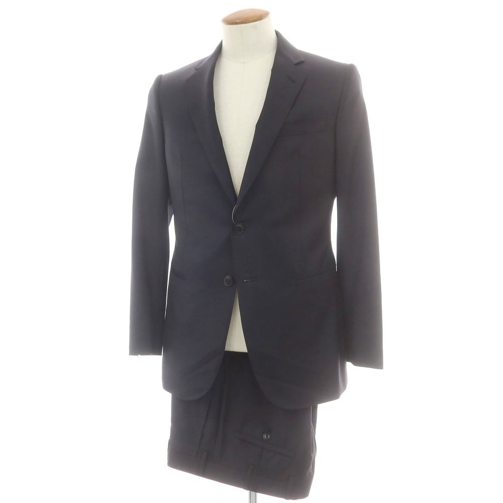 【中古】ジョルジオアルマーニ GIORGIO ARMANI WALL STREET ウールカシミヤ 2つボタンスーツ ブラックネイビー【 46 】【 状態ランクA 】【 メンズ 】