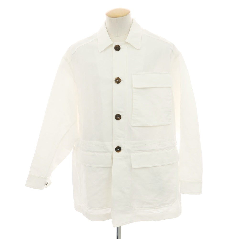 【中古】ジョルジオアルマーニ GIORGIO ARMANI リネンコットン ミリタリージャケット ホワイト【 44 】【 状態ランクB 】【 メンズ 】