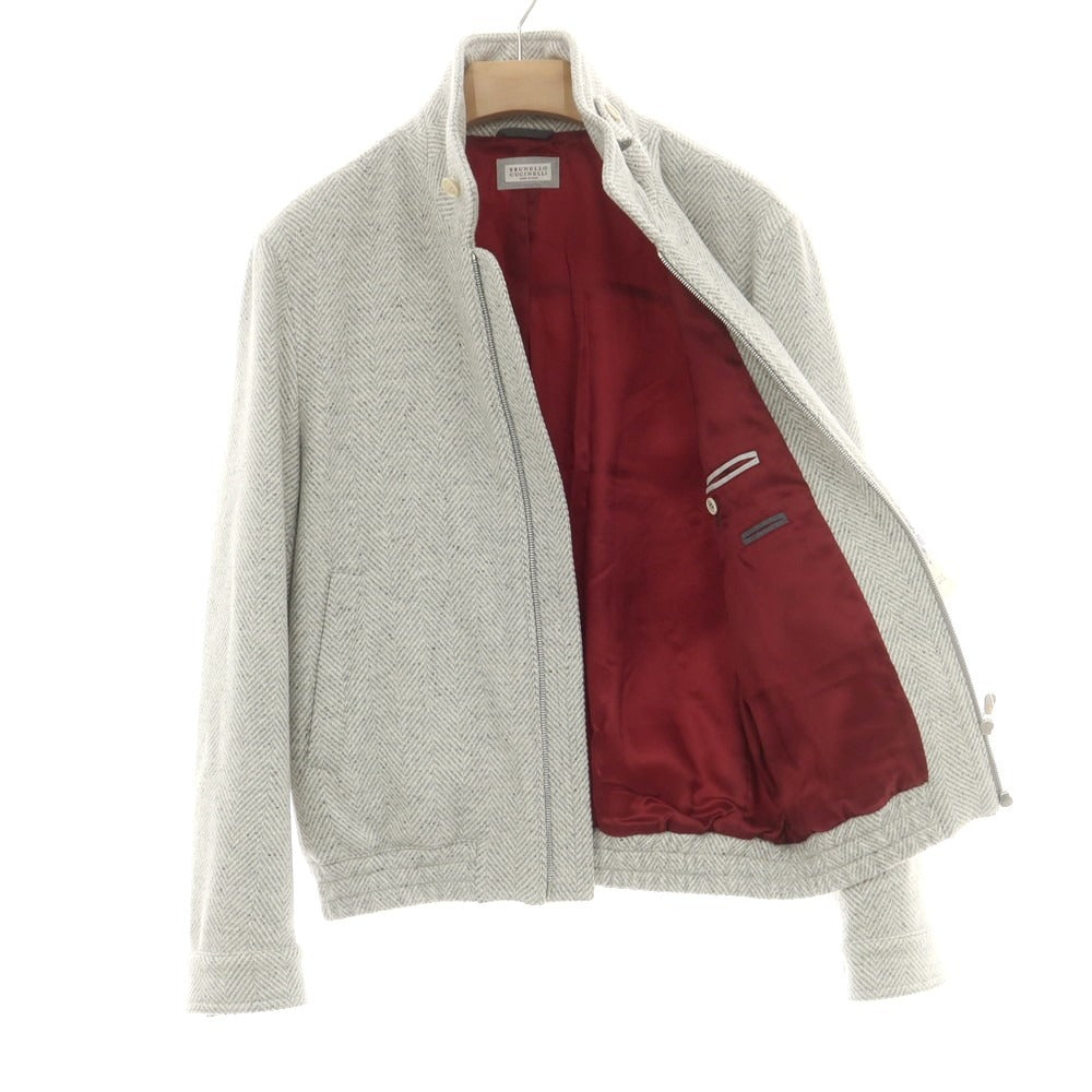 【中古】ブルネロクチネリ Brunello Cucinelli ウールシルク スイングトップ ライトグレーxホワイト【 44 】【 状態ランクA 】【 メンズ 】