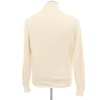 【中古】ブルネロクチネリ Brunello Cucinelli レザー コットン ニットブルゾン ライトベージュxアイボリー【 XXS 】【 状態ランクB 】【 メンズ 】