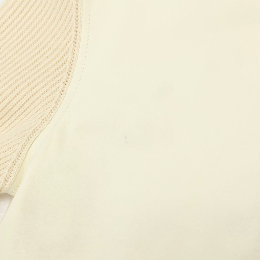 【中古】ブルネロクチネリ Brunello Cucinelli レザー コットン ニットブルゾン ライトベージュxアイボリー【 XXS 】【 状態ランクB 】【 メンズ 】