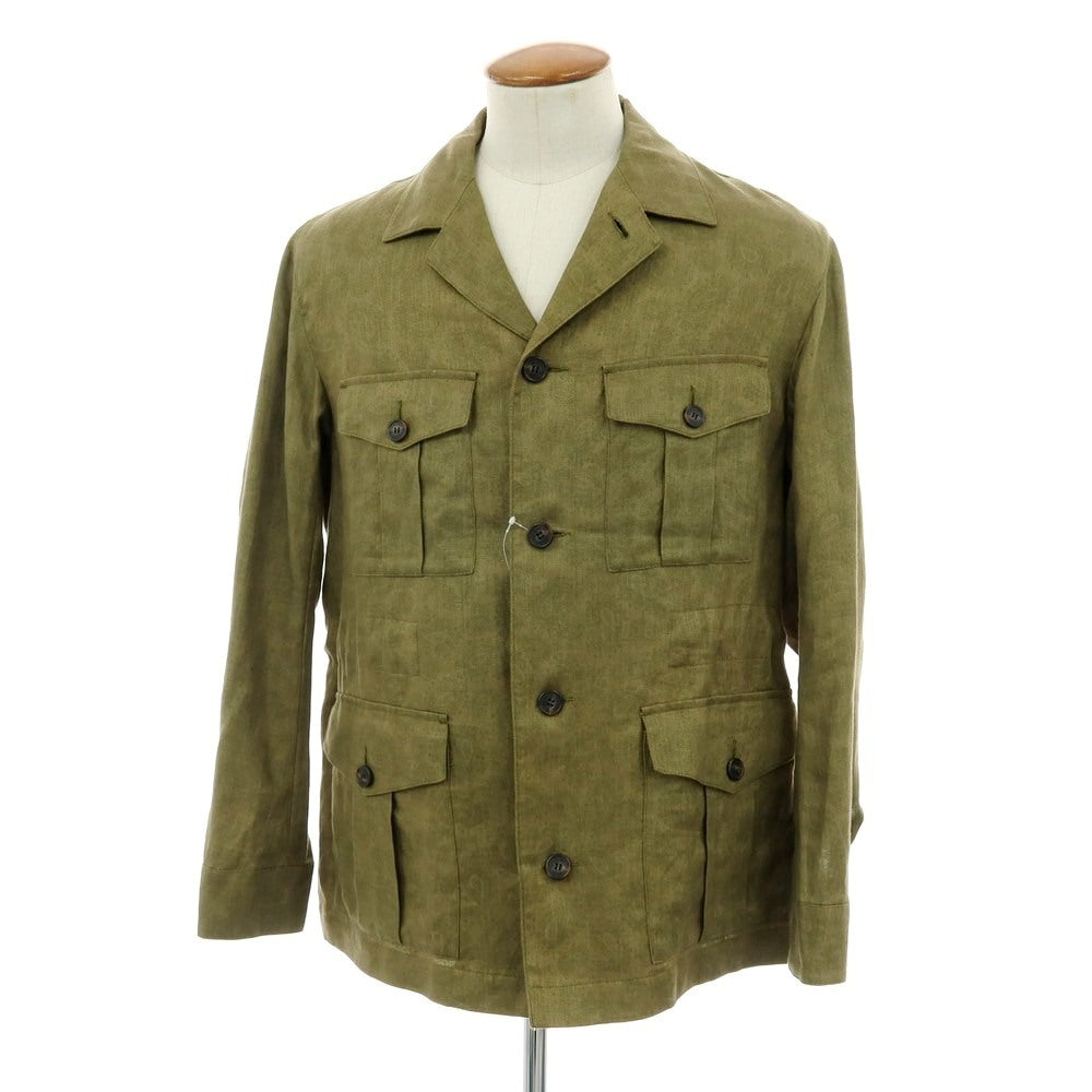 【中古】マッキントッシュ ロンドン MACKINTOSH LONDON リネン ペイズリー サファリジャケット オリーブグリーン【 40 】【 状態ランクB 】【 メンズ 】