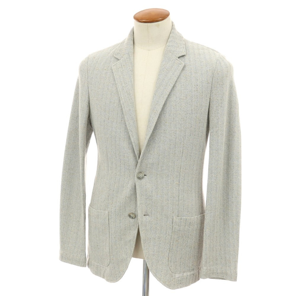 【中古】ファルコネリ Falconeri コットンリネンナイロン 2B ニットジャケット ライトグレー【サイズ46】【 状態ランクA 】【 メンズ 】