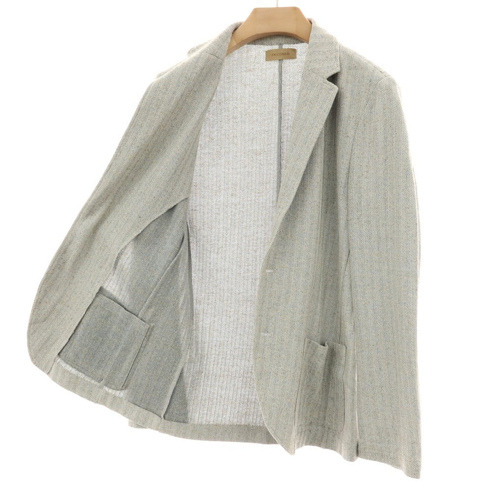 【中古】ファルコネリ Falconeri コットンリネンナイロン 2B ニットジャケット ライトグレー【サイズ46】【 状態ランクA 】【 メンズ 】