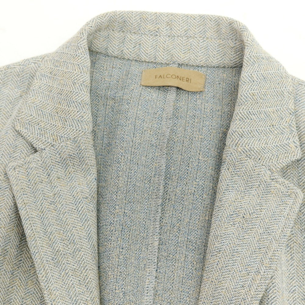 【中古】ファルコネリ Falconeri コットンリネンナイロン 2B ニットジャケット ライトグレー【サイズ46】【 状態ランクA 】【 メンズ 】