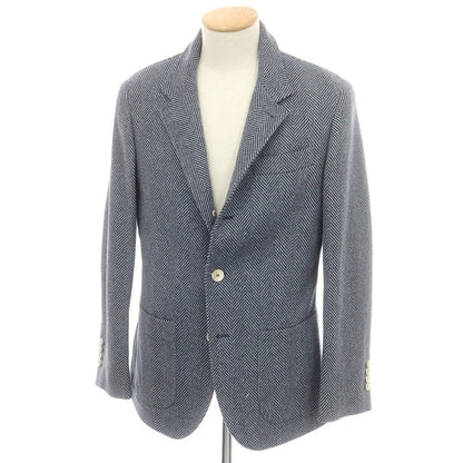 【中古】ブルネロクチネリ Brunello Cucinelli ヘリンボーンウールシルク カジュアルジャケット ネイビーxグレー【 XXS 】【 状態ランクA 】【 メンズ 】