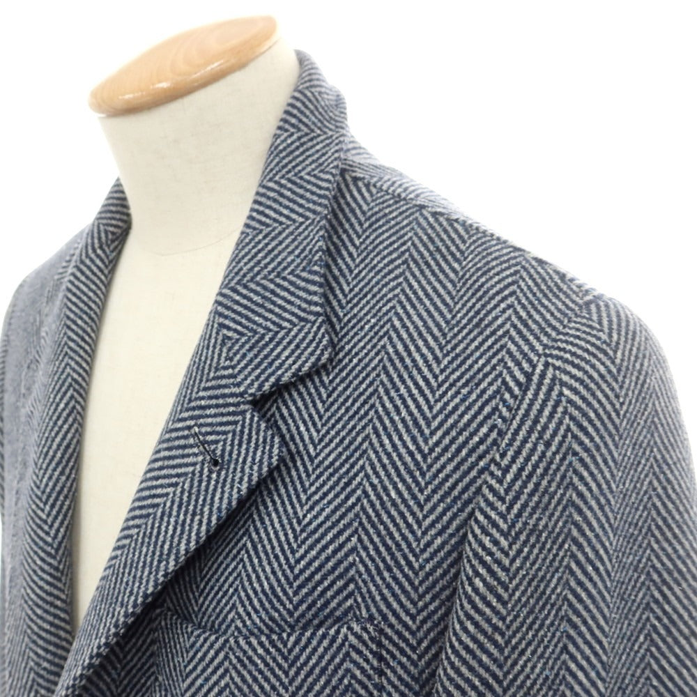 【中古】ブルネロクチネリ Brunello Cucinelli ヘリンボーンウールシルク カジュアルジャケット ネイビーxグレー【 XXS 】【 状態ランクA 】【 メンズ 】