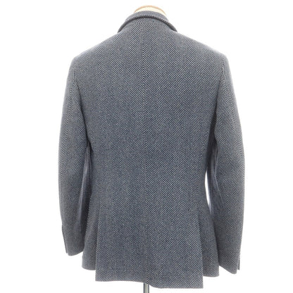 【中古】ブルネロクチネリ Brunello Cucinelli ヘリンボーンウールシルク カジュアルジャケット ネイビーxグレー【 XXS 】【 状態ランクA 】【 メンズ 】