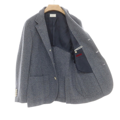 【中古】ブルネロクチネリ Brunello Cucinelli ヘリンボーンウールシルク カジュアルジャケット ネイビーxグレー【 XXS 】【 状態ランクA 】【 メンズ 】