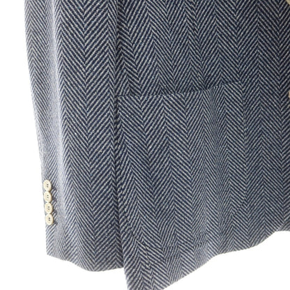 【中古】ブルネロクチネリ Brunello Cucinelli ヘリンボーンウールシルク カジュアルジャケット ネイビーxグレー【 XXS 】【 状態ランクA 】【 メンズ 】