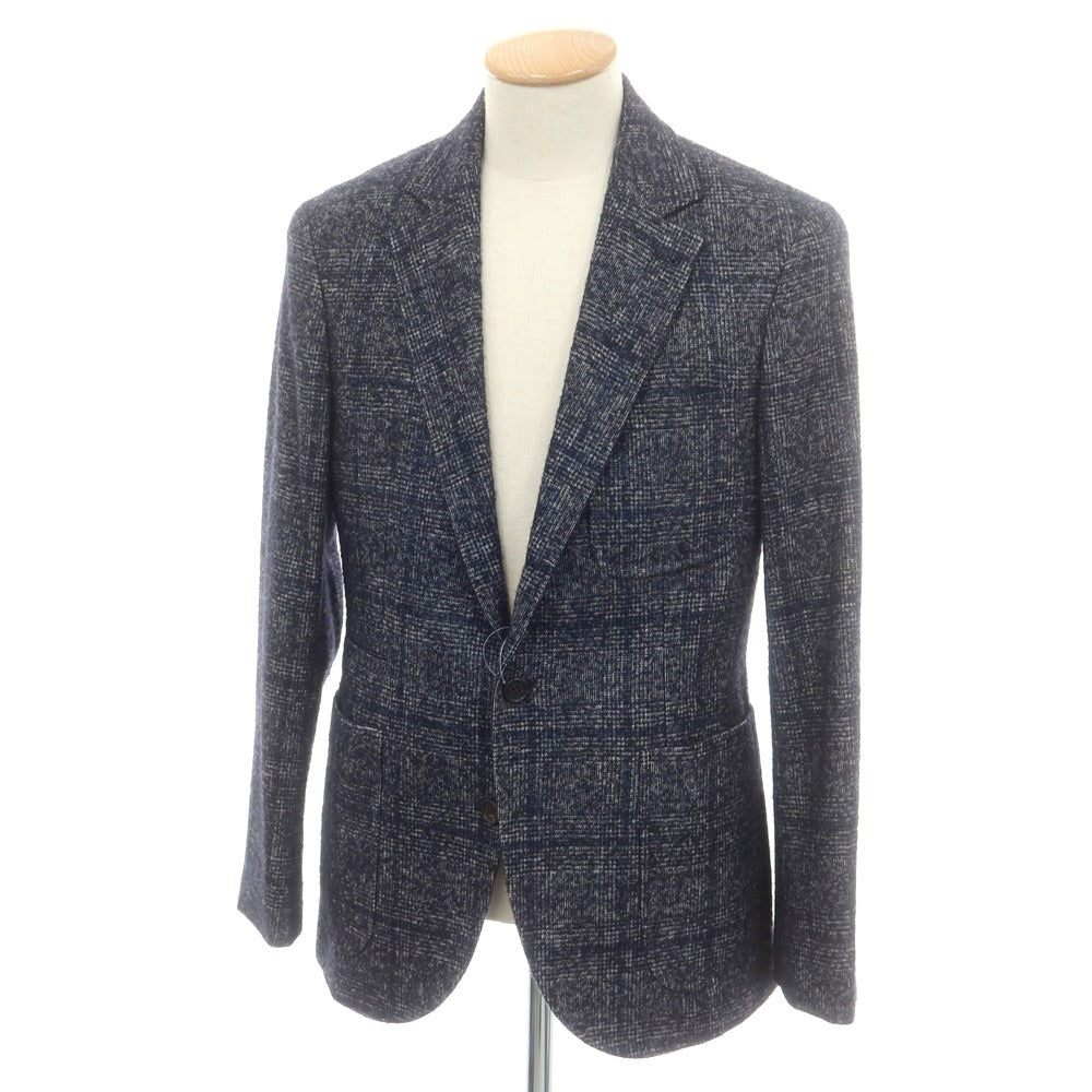 【中古】ブルネロクチネリ Brunello Cucinelli アルパカウール チェック カジュアルジャケット ネイビーxホワイト【 44 】【 状態ランクC 】【 メンズ 】