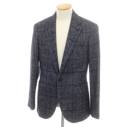 【中古】ブルネロクチネリ Brunello Cucinelli アルパカウール チェック カジュアルジャケット ネイビーxホワイト【 44 】【 状態ランクC 】【 メンズ 】