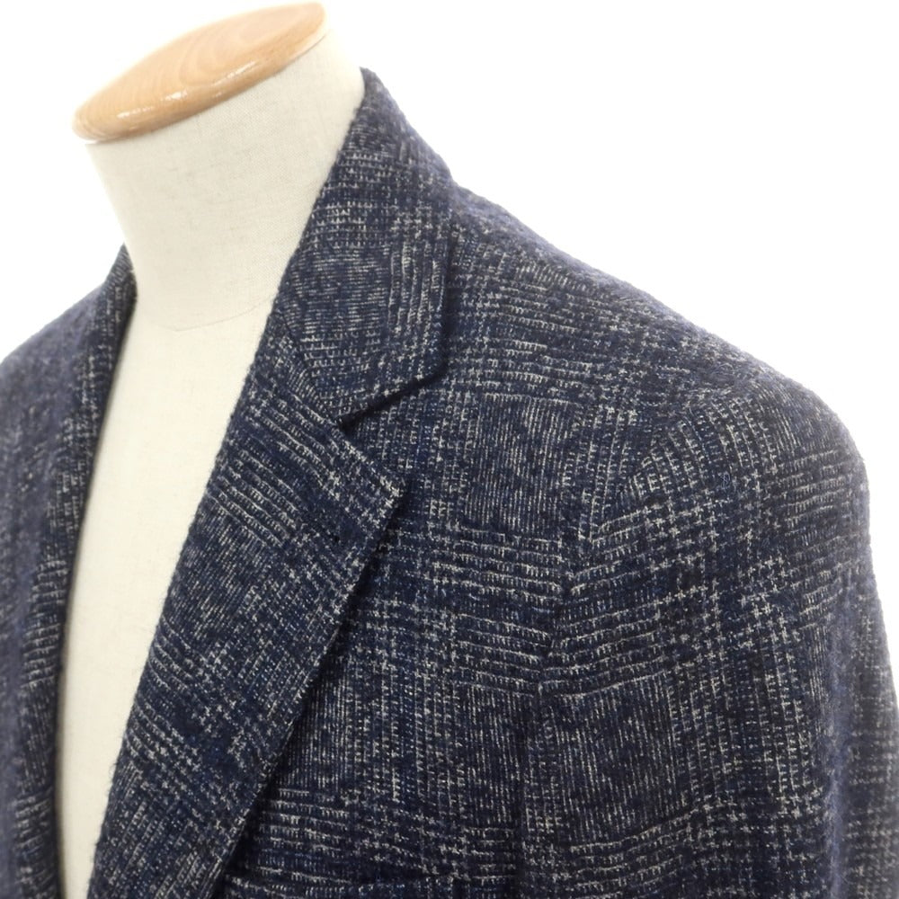 【中古】ブルネロクチネリ Brunello Cucinelli アルパカウール チェック カジュアルジャケット ネイビーxホワイト【 44 】【 状態ランクC 】【 メンズ 】