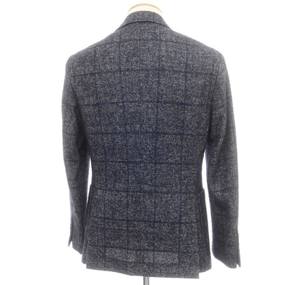 【中古】ブルネロクチネリ Brunello Cucinelli アルパカウール チェック カジュアルジャケット ネイビーxホワイト【 44 】【 状態ランクC 】【 メンズ 】