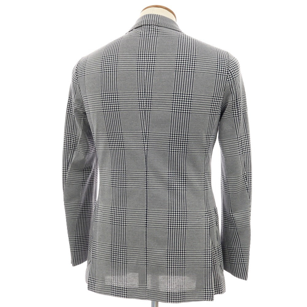 【中古】リングヂャケット RING JACKET コットン ジャージー グレンチェック 3B カジュアルジャケット ネイビーxホワイト【サイズ48】【 状態ランクC 】【 メンズ 】