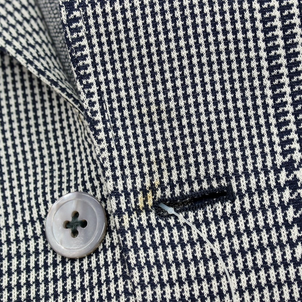 【中古】リングヂャケット RING JACKET コットン ジャージー グレンチェック 3B カジュアルジャケット ネイビーxホワイト【サイズ48】【 状態ランクC 】【 メンズ 】