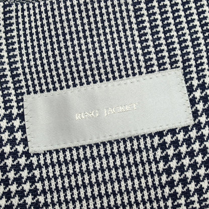 【中古】リングヂャケット RING JACKET コットン ジャージー グレンチェック 3B カジュアルジャケット ネイビーxホワイト【サイズ48】【 状態ランクC 】【 メンズ 】