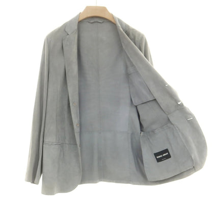【中古】ジョルジオアルマーニ GIORGIO ARMANI ラムレザー カジュアルジャケット グレー【 46 】【 状態ランクD 】【 メンズ 】