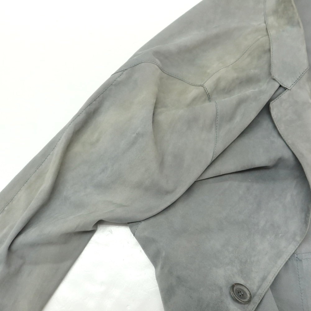 【中古】ジョルジオアルマーニ GIORGIO ARMANI ラムレザー カジュアルジャケット グレー【 46 】【 状態ランクD 】【 メンズ 】