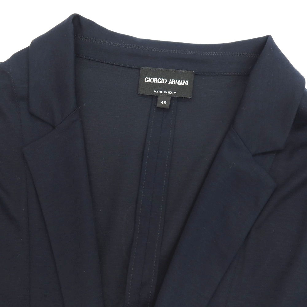 【中古】ジョルジオアルマーニ GIORGIO ARMANI レーヨン ジャージー 2B カジュアルジャケット ダークネイビー【サイズ48】【 状態ランクB 】【 メンズ 】