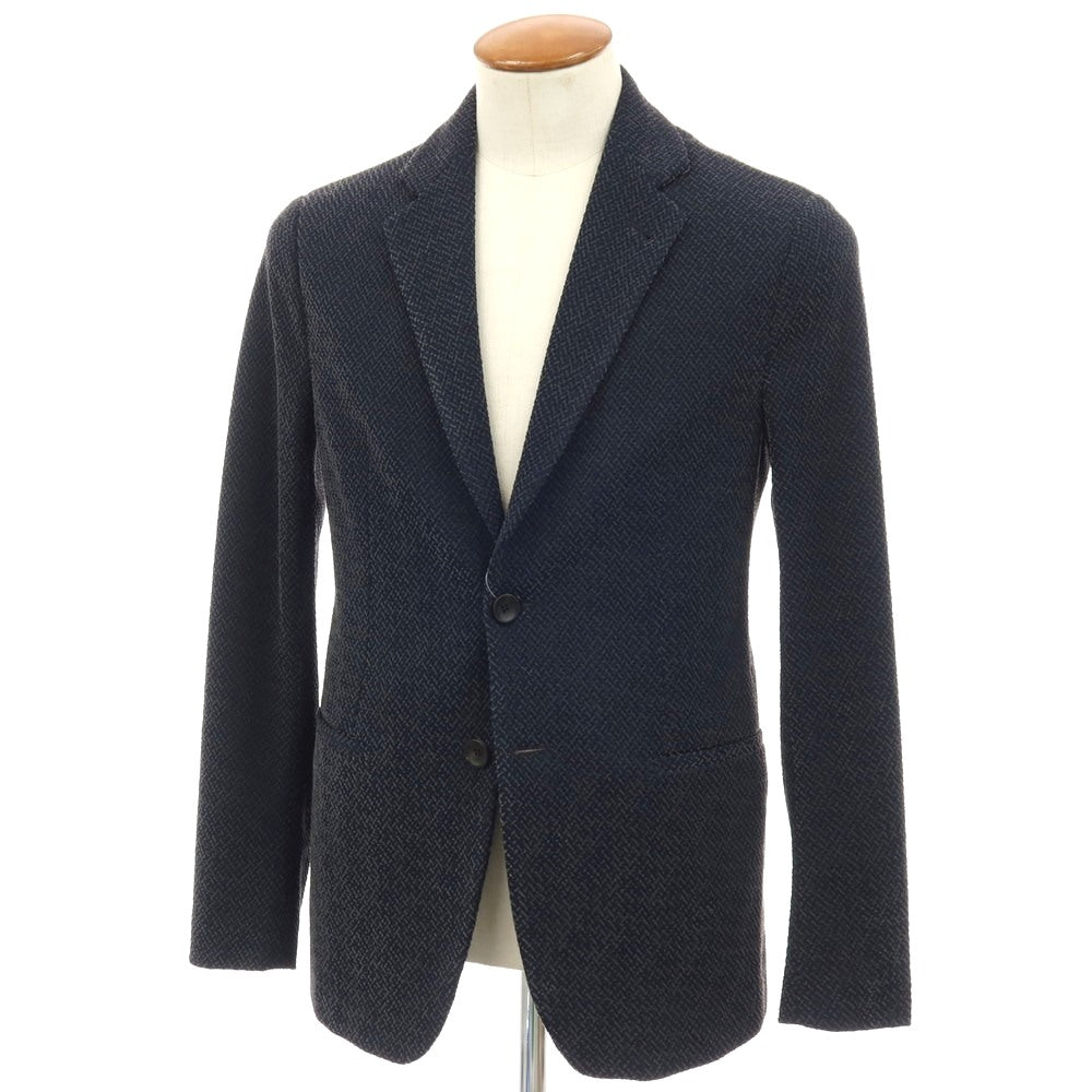 【中古】ジョルジオアルマーニ GIORGIO ARMANI ポリエステルナイロン ジャージー 2B カジュアルジャケット ネイビーxグレー【サイズ46】【 状態ランクC 】【 メンズ 】