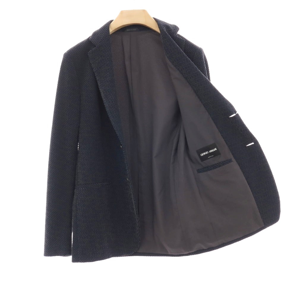 【中古】ジョルジオアルマーニ GIORGIO ARMANI ポリエステルナイロン ジャージー 2B カジュアルジャケット ネイビーxグレー【サイズ46】【 状態ランクC 】【 メンズ 】