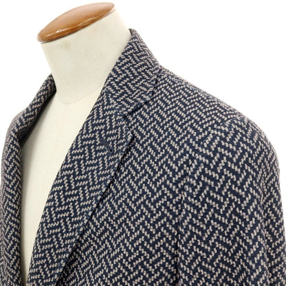 【中古】ジョルジオアルマーニ GIORGIO ARMANI ポリエステル ジャージー 2B カジュアルジャケット ネイビーxベージュ【サイズ46】【 状態ランクC 】【 メンズ 】