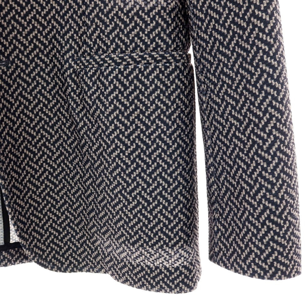 【中古】ジョルジオアルマーニ GIORGIO ARMANI ポリエステル ジャージー 2B カジュアルジャケット ネイビーxベージュ【サイズ46】【 状態ランクC 】【 メンズ 】