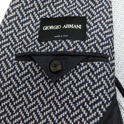 【中古】ジョルジオアルマーニ GIORGIO ARMANI ポリエステル ジャージー 2B カジュアルジャケット ネイビーxベージュ【サイズ46】【 状態ランクC 】【 メンズ 】