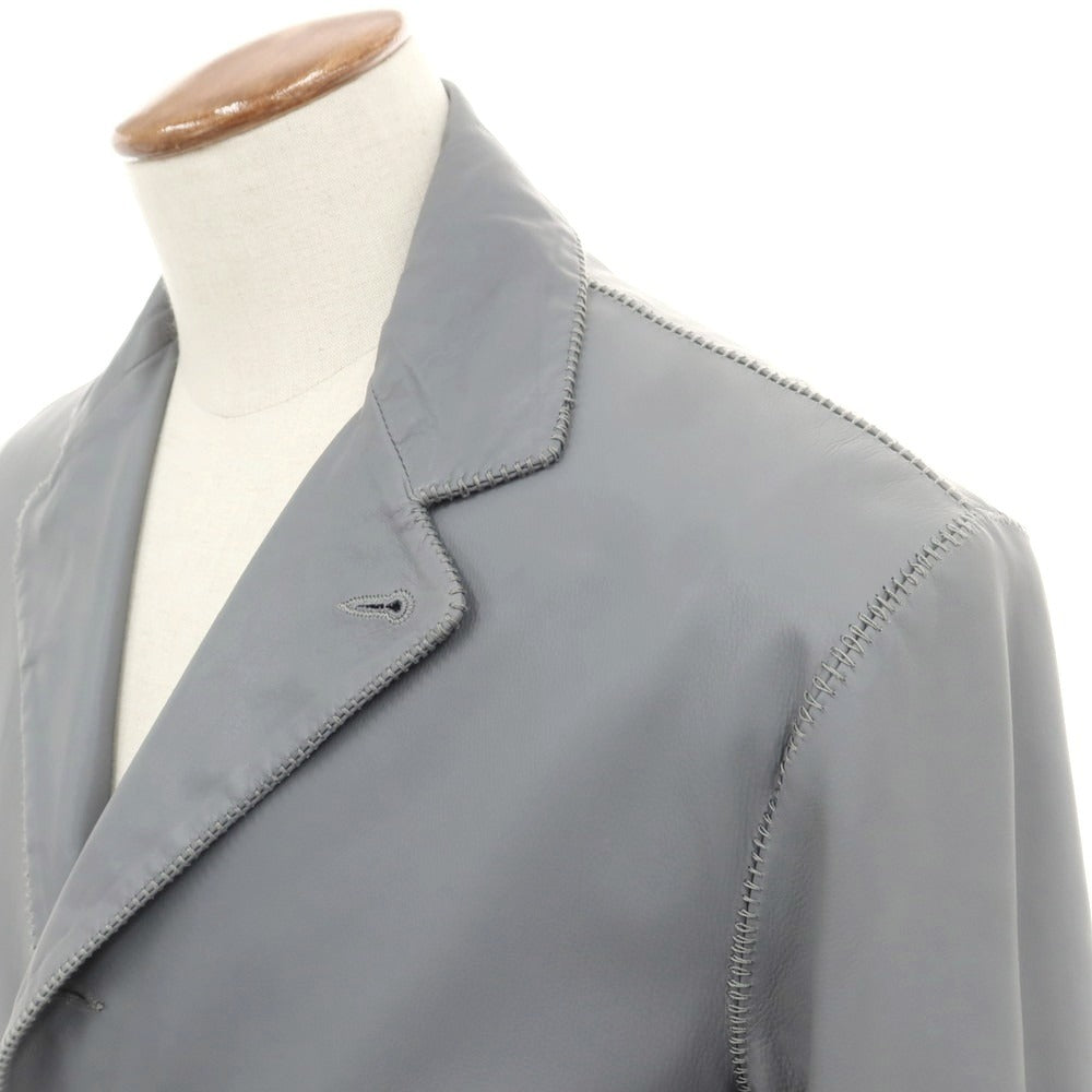 【中古】ジョルジオアルマーニ GIORGIO ARMANI レザー カジュアルジャケット グレー【サイズ48】【 状態ランクB 】【 メンズ 】[DPD]