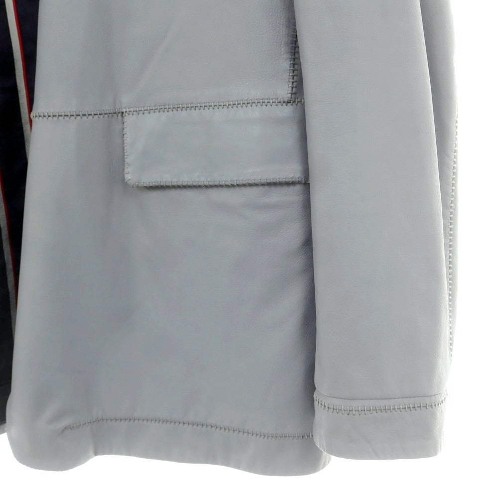【中古】ジョルジオアルマーニ GIORGIO ARMANI レザー カジュアルジャケット グレー【サイズ48】【 状態ランクB 】【 メンズ 】[DPD]