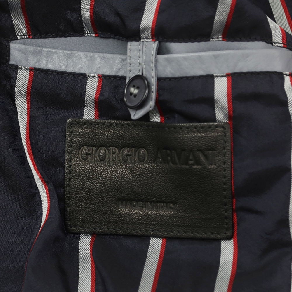 【中古】ジョルジオアルマーニ GIORGIO ARMANI レザー カジュアルジャケット グレー【サイズ48】【 状態ランクB 】【 メンズ 】[DPD]