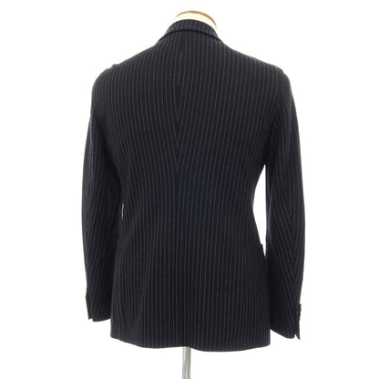 【中古】ジョルジオアルマーニ GIORGIO ARMANI UPTON レーヨンナイロンポリエステル ジャージー ストライプ 2B カジュアルジャケット ブラックxホワイト【サイズ48】【 状態ランクB 】【 メンズ 】