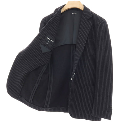 【中古】ジョルジオアルマーニ GIORGIO ARMANI UPTON レーヨンナイロンポリエステル ジャージー ストライプ 2B カジュアルジャケット ブラックxホワイト【サイズ48】【 状態ランクB 】【 メンズ 】