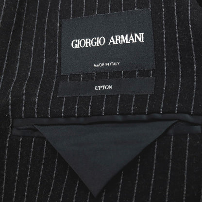 【中古】ジョルジオアルマーニ GIORGIO ARMANI UPTON レーヨンナイロンポリエステル ジャージー ストライプ 2B カジュアルジャケット ブラックxホワイト【サイズ48】【 状態ランクB 】【 メンズ 】