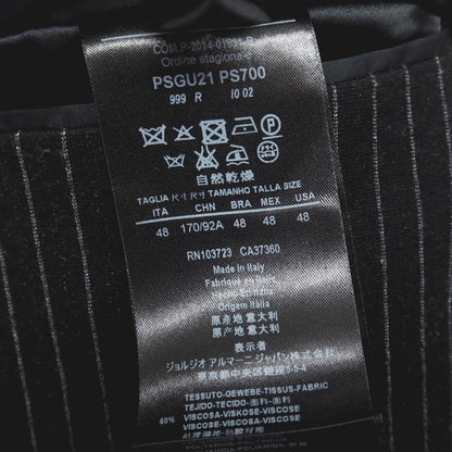 【中古】ジョルジオアルマーニ GIORGIO ARMANI UPTON レーヨンナイロンポリエステル ジャージー ストライプ 2B カジュアルジャケット ブラックxホワイト【サイズ48】【 状態ランクB 】【 メンズ 】