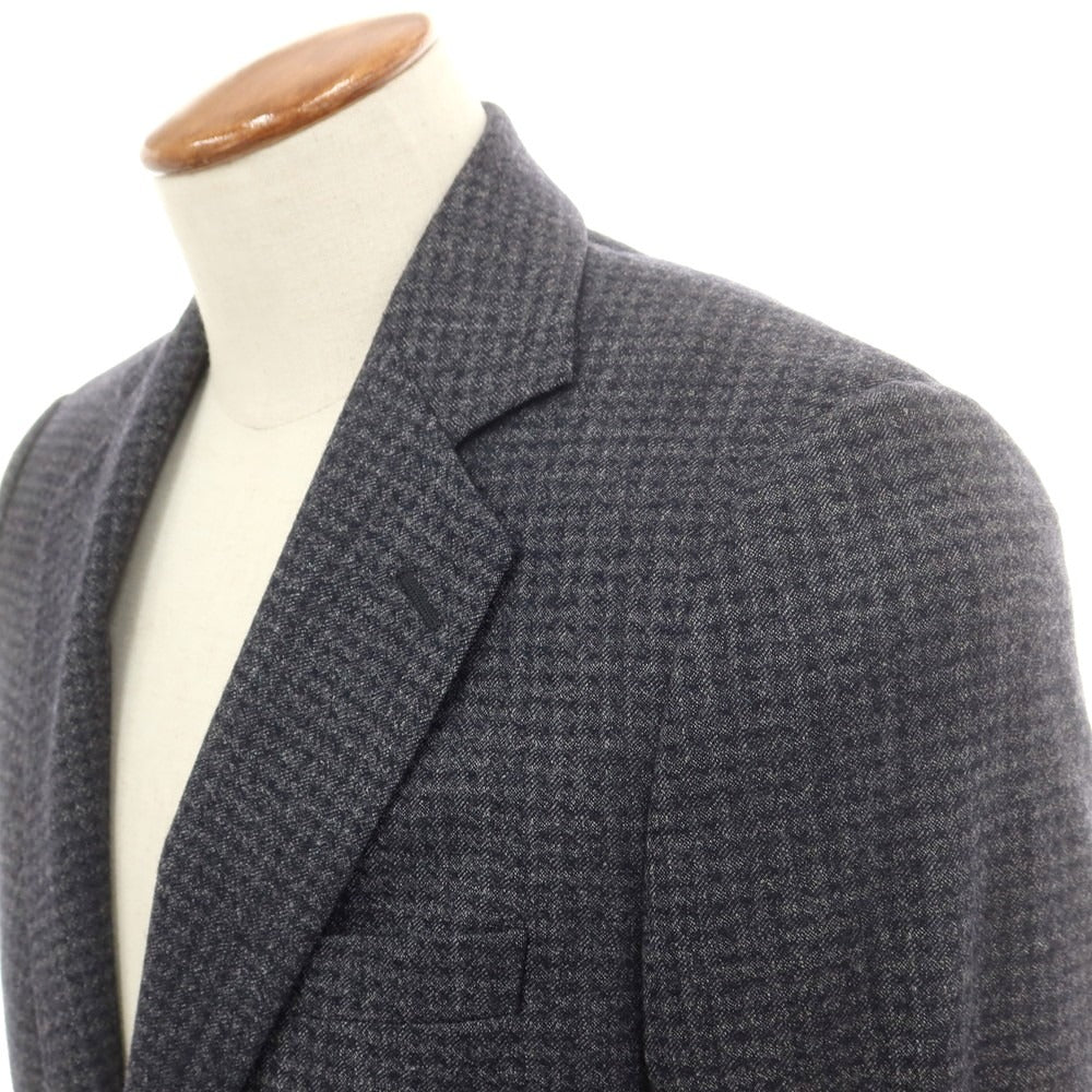 【中古】ジョルジオアルマーニ GIORGIO ARMANI ストレッチウール チェック テーラードジャケット グレーネイビー【サイズ46】【 状態ランクB 】【 メンズ 】[CPD]