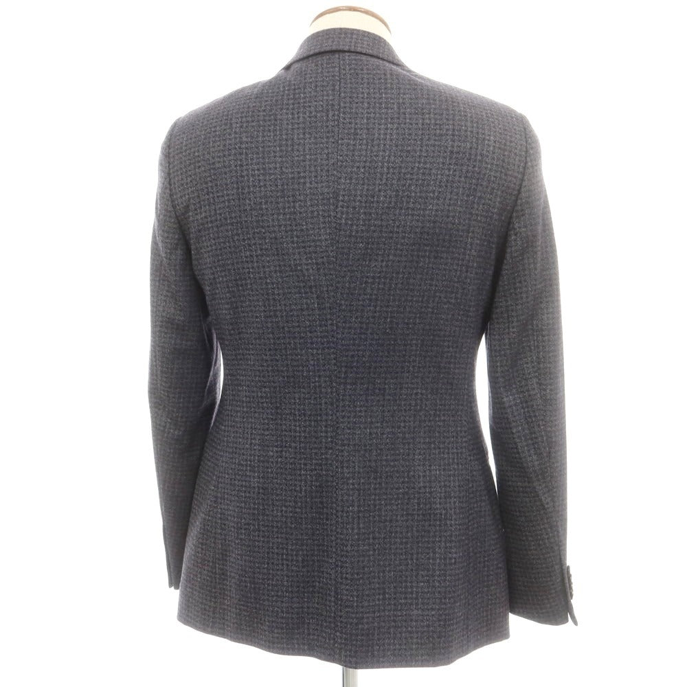 【中古】ジョルジオアルマーニ GIORGIO ARMANI ストレッチウール チェック テーラードジャケット グレーネイビー【サイズ46】【 状態ランクB 】【 メンズ 】[CPD]