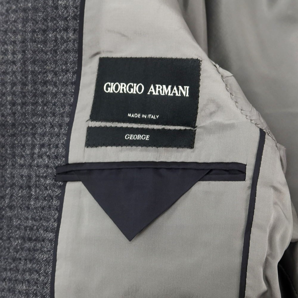 【中古】ジョルジオアルマーニ GIORGIO ARMANI ストレッチウール チェック テーラードジャケット グレーネイビー【サイズ46】【 状態ランクB 】【 メンズ 】[CPD]
