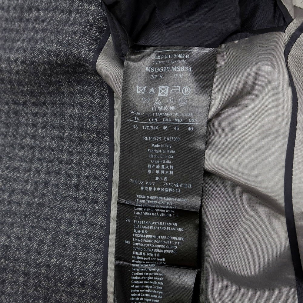 【中古】ジョルジオアルマーニ GIORGIO ARMANI ストレッチウール チェック テーラードジャケット グレーネイビー【サイズ46】【 状態ランクB 】【 メンズ 】[CPD]