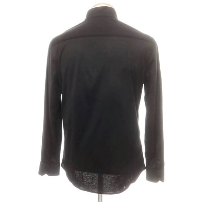 【中古】ジョルジオアルマーニ GIORGIO ARMANI コットンジャージー スタンドカラー ダブルジップ カジュアルシャツ ブラック【 38 】【 状態ランクC 】【 メンズ 】