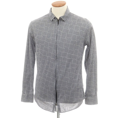 【中古】ジョルジオアルマーニ GIORGIO ARMANI コットンジャージー ダブルジップ カジュアルシャツ ネイビーxホワイト【 39 】【 状態ランクD 】【 メンズ 】