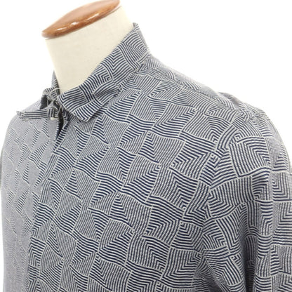 【中古】ジョルジオアルマーニ GIORGIO ARMANI コットンジャージー ダブルジップ カジュアルシャツ ネイビーxホワイト【 39 】【 状態ランクD 】【 メンズ 】