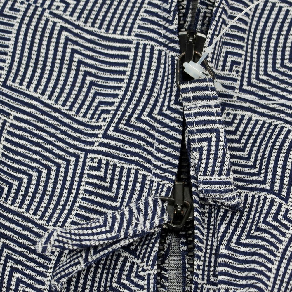 【中古】ジョルジオアルマーニ GIORGIO ARMANI コットンジャージー ダブルジップ カジュアルシャツ ネイビーxホワイト【 39 】【 状態ランクD 】【 メンズ 】