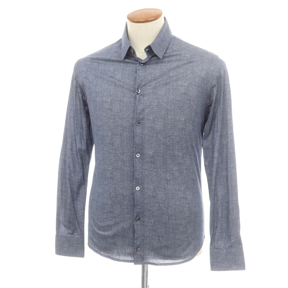 【中古】ジョルジオアルマーニ GIORGIO ARMANI コットンジャージー ショートカラー カジュアルシャツ ネイビー【 39 】【 状態ランクD 】【 メンズ 】