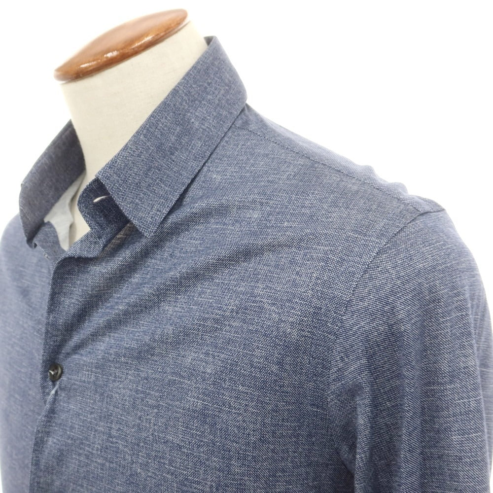 【中古】ジョルジオアルマーニ GIORGIO ARMANI コットンジャージー ショートカラー カジュアルシャツ ネイビー【 39 】【 状態ランクD 】【 メンズ 】