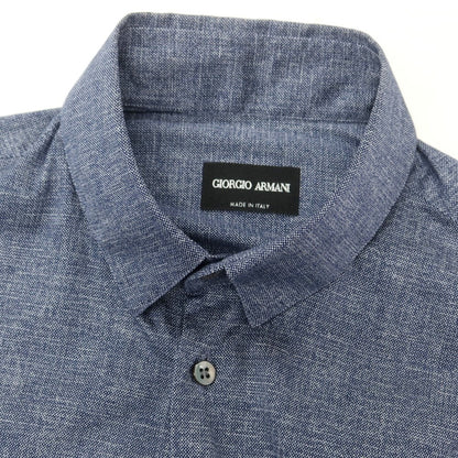 【中古】ジョルジオアルマーニ GIORGIO ARMANI コットンジャージー ショートカラー カジュアルシャツ ネイビー【 39 】【 状態ランクD 】【 メンズ 】