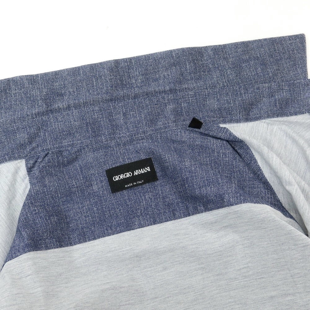 【中古】ジョルジオアルマーニ GIORGIO ARMANI コットンジャージー ショートカラー カジュアルシャツ ネイビー【 39 】【 状態ランクD 】【 メンズ 】